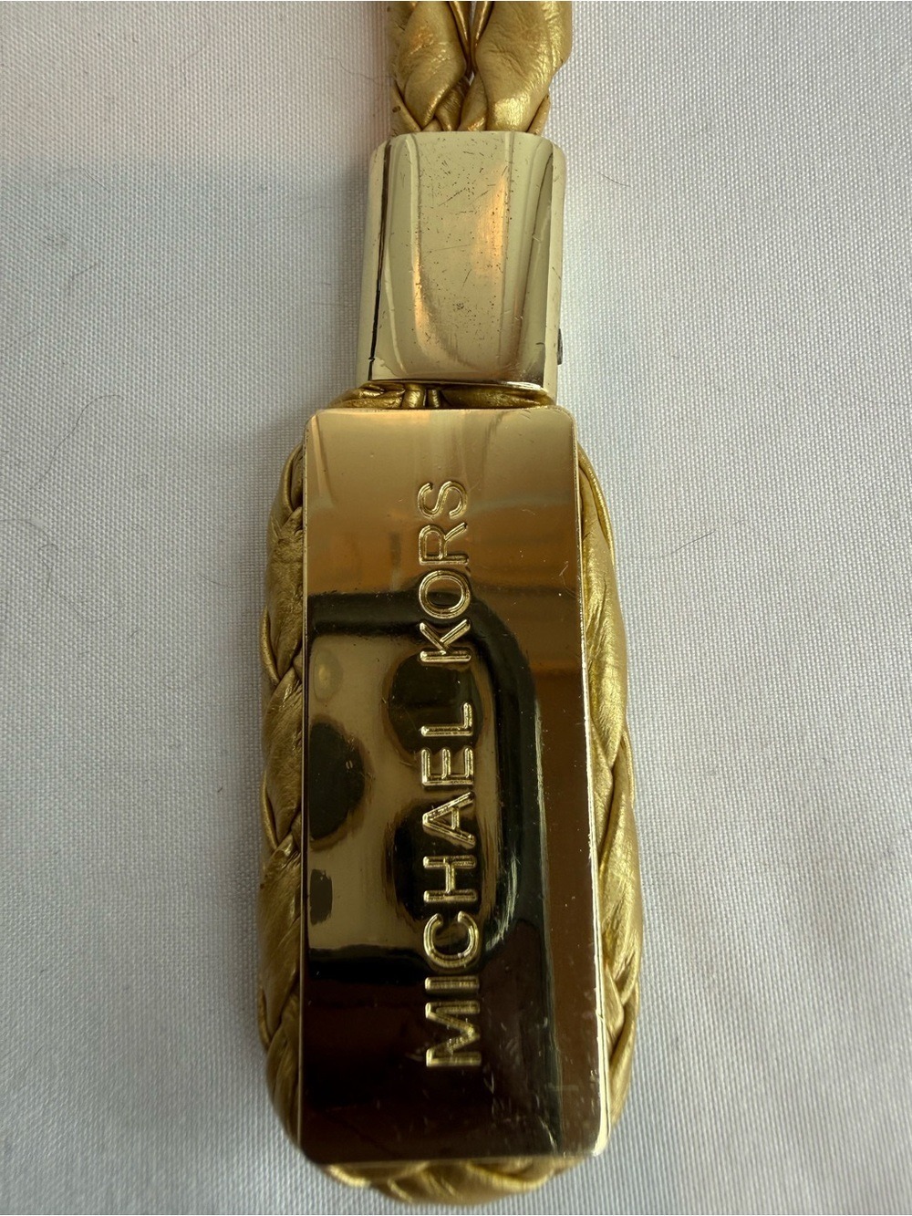 MICHAEL KORS GOLD TONE AND METALLIC BRAIDED CORDED BAG CHARM